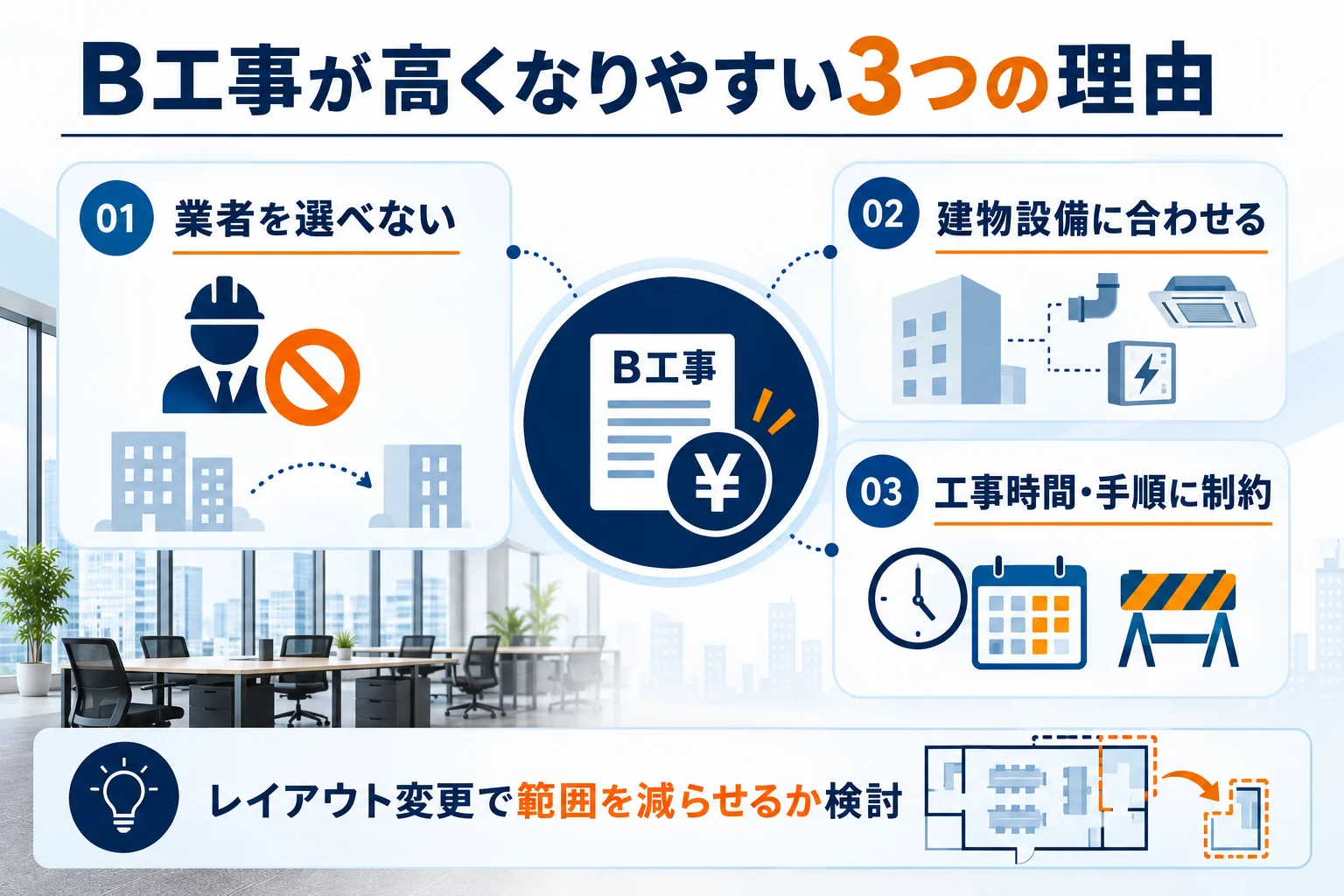 B工事が高くなりやすい3つの理由